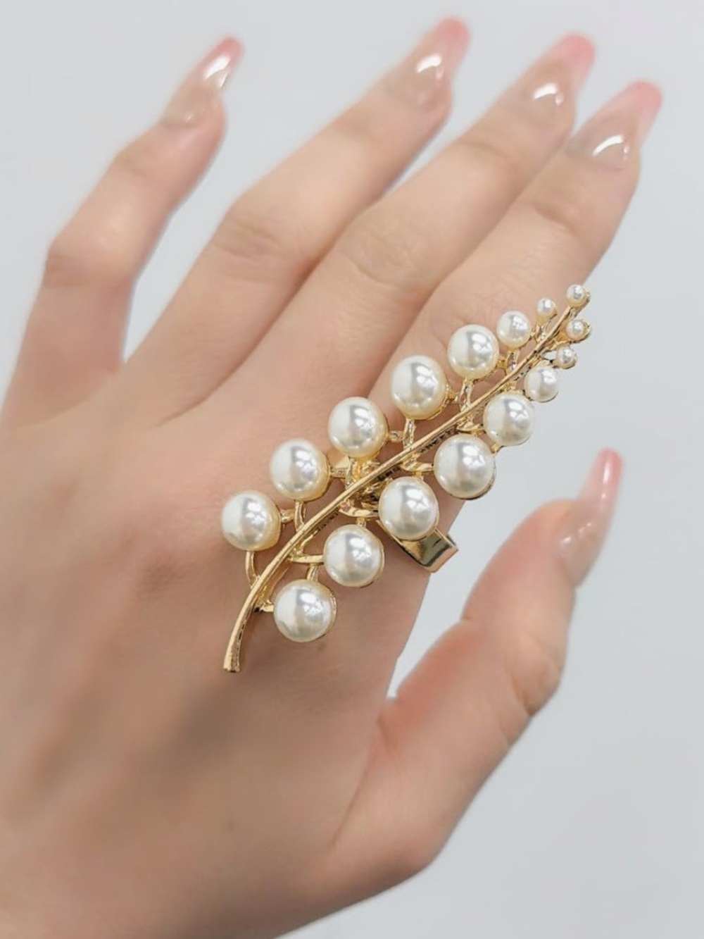 Gold Pearl Branch Statement Ring